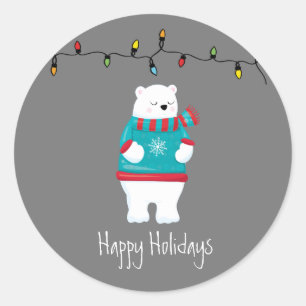 Adesivo Feriado de Urso Polar de Natal Whimsso