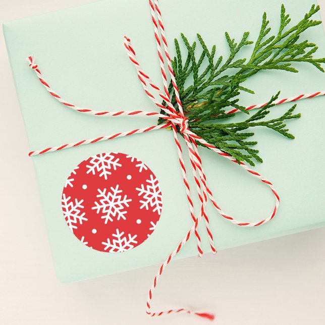 Adesivo Feriado do Festivo Vermelho e Neve Branco (Criador carregado)