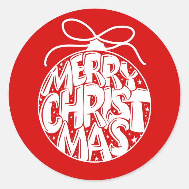 Adesivo Feriado do Ornamento de Natal Red Merry (Frente)