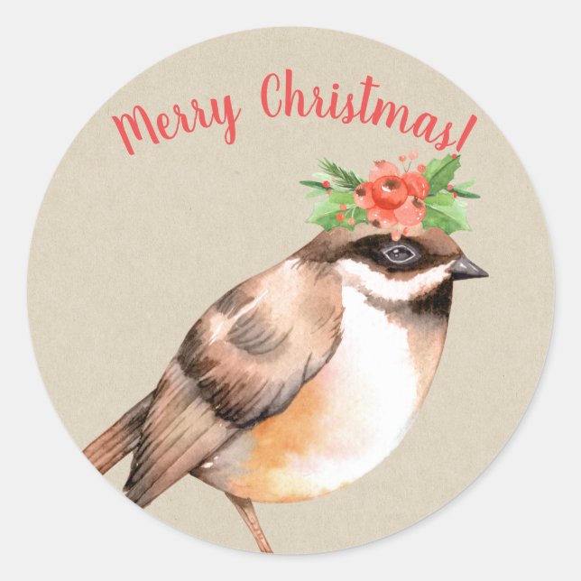 Adesivo Feriado do País de Aves de Natal Personalizado (Frente)