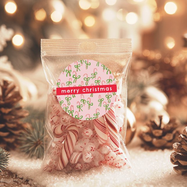 Adesivo Feriado doce de Natal doce Canes Xmas (Cute Christmas Candy Canes Xmas Sweet Holiday Classic Round Sticker
)