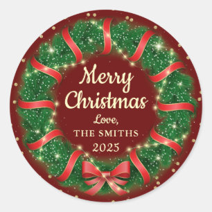 Adesivo Feriado Dourado da Faixa Vermelha da Fita de Natal