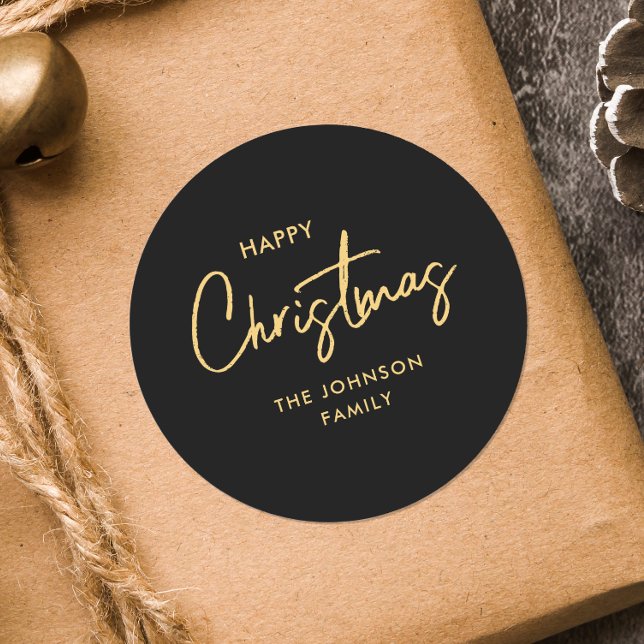 Adesivo Feriado Dourado de Natal Moderno Elegante (Criador carregado)