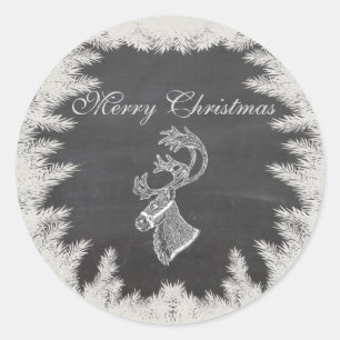 Adesivo Feriado em chalkboard inverno renas de Natal inver