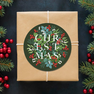 Adesivo Feriado em Greenery Berries CHRISTMAS