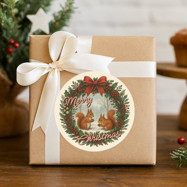 Adesivo Feriado em Inglês Retroativo Com Esquilos Cutos (Criador carregado)