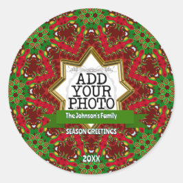 Adesivo Feriado Familiar Foto Vermelho Verde Festivo