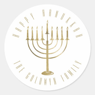 Adesivo Feriado feliz de Hanukkah Menorah