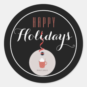 Adesivo Feriado Feliz de Natal de Chocolate Quente