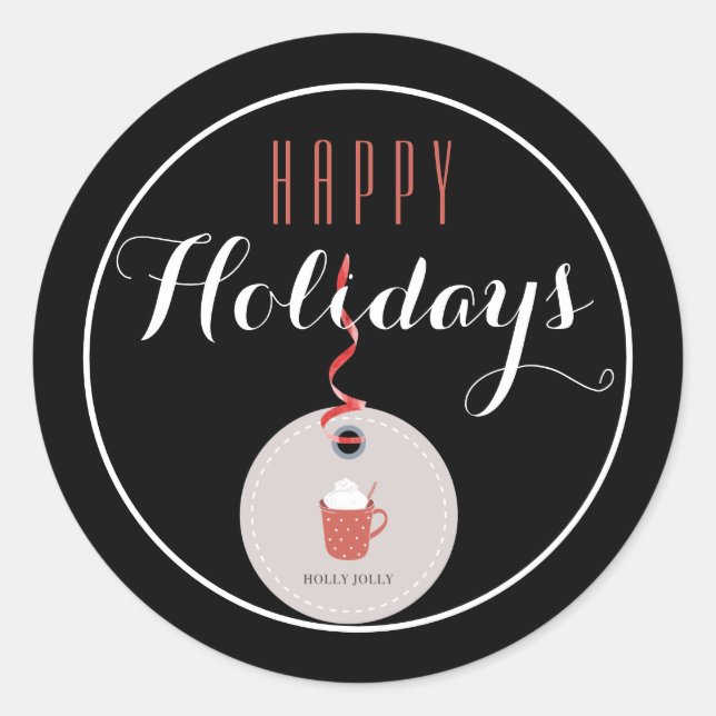 Adesivo Feriado Feliz de Natal de Chocolate Quente (Frente)