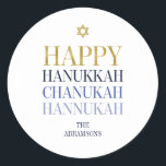 Adesivo Feriado Feliz Hanukkah Chanukah<br><div class="desc">O design de folha de ouro simulado por "faaux" é incorporado neste design. Personalize o texto personalizado acima. Você pode encontrar itens de coordenação adicionais na nossa coleção "Happy Hanukkah Chanukah".</div>