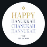 Adesivo Feriado Feliz Hanukkah Chanukah<br><div class="desc">O design de folha de ouro simulado por "faaux" é incorporado neste design. Personalize o texto personalizado acima. Você pode encontrar itens de coordenação adicionais na nossa coleção "Happy Hanukkah Chanukah".</div>