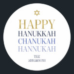 Adesivo Feriado Feliz Hanukkah Chanukah<br><div class="desc">O design de folha de ouro simulado por "faaux" é incorporado neste design. Personalize o texto personalizado acima. Você pode encontrar itens de coordenação adicionais na nossa coleção "Happy Hanukkah Chanukah".</div>
