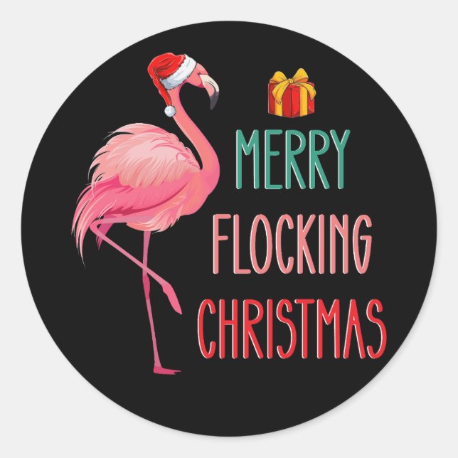 Adesivo Feriado Flamingo Engraçado pela feliz de Natal (Frente)