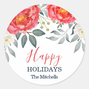 Adesivo Feriado floral do Natal do marfim vermelho