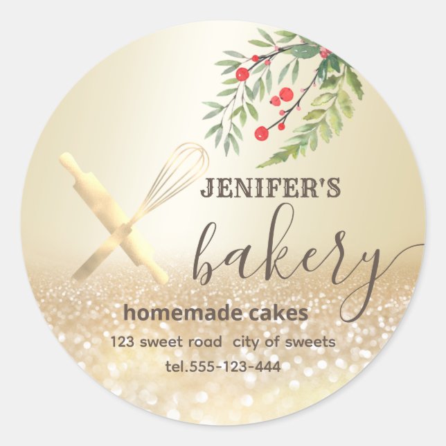 Adesivo Feriado Glittery rolando pino e uísque padaria de  (Frente)