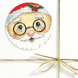 Adesivo Feriado Natal bonito Papais noeis de Aquarela