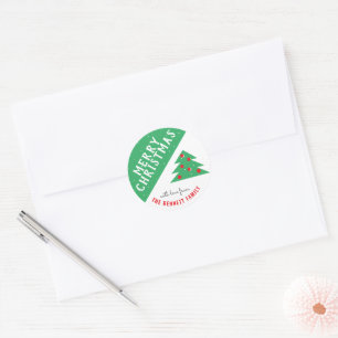 Adesivo Feriado Natal do Nome da Família Verde da Árvore