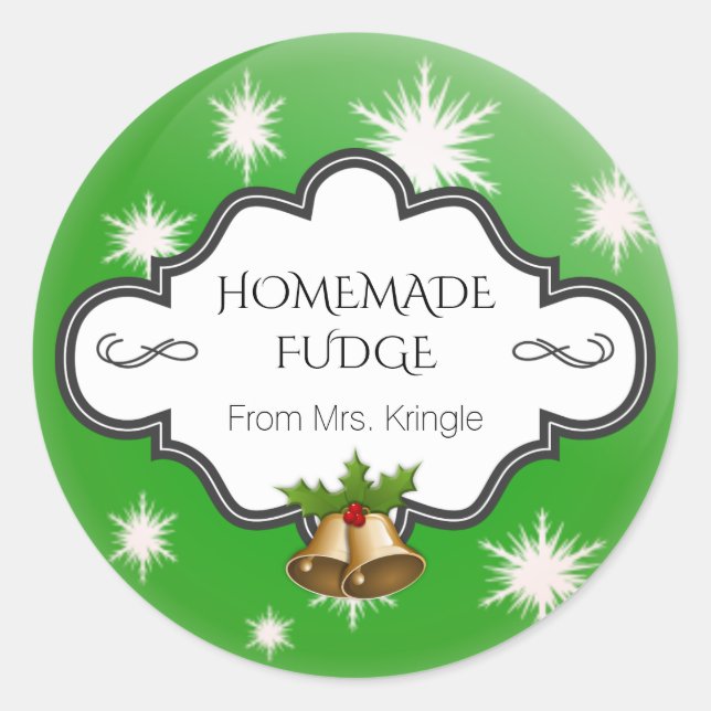 Adesivo Feriado Personalizado Fazendo Flocos de Neve Verde (Frente)