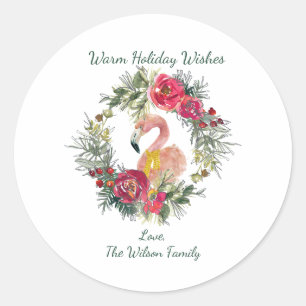 Adesivo Feriado Quente Flamingo Wreath Deseja Personalizad
