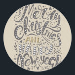 Adesivo Feriado Russo do FELIZ ANO NOVO MERRY CHRISTMAS<br><div class="desc">Personalizar com ou sem texto.</div>