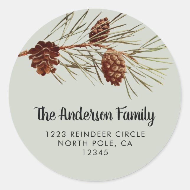 Adesivo Feriado Russo Pinecone Endereço de Retorno de Feri (Frente)