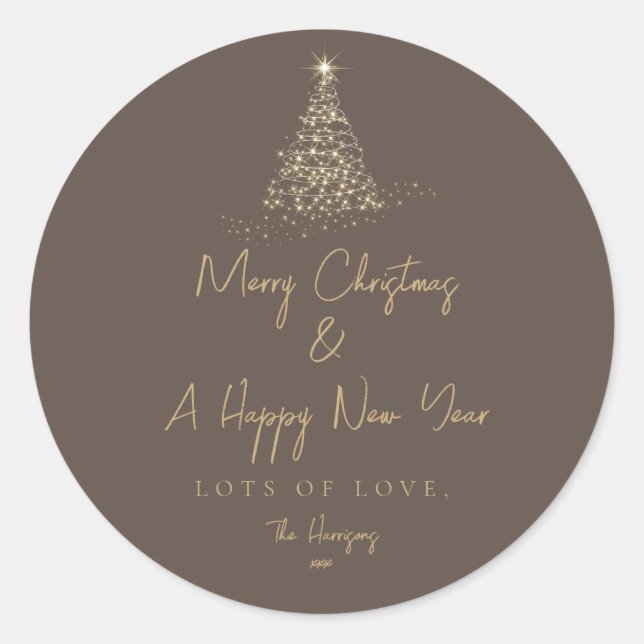 Adesivo Feriado Simples de Sparkle da Árvore de Natal Dour (Frente)