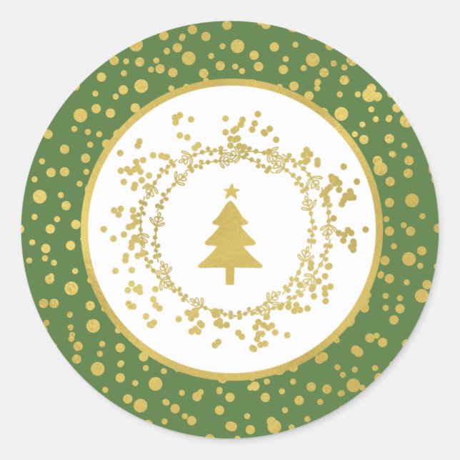 Adesivo Feriado Verde e Branco da Árvore de Natal (Frente)