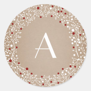 Adesivo Feriado vermelho Monogrammed do Natal da grinalda
