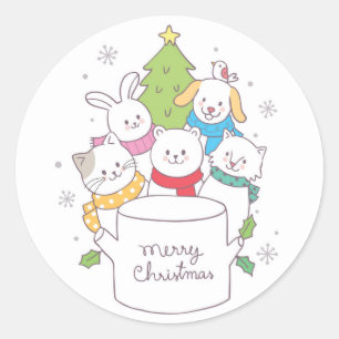 Adesivo Feriados animais do Natal dos amigos do Natal