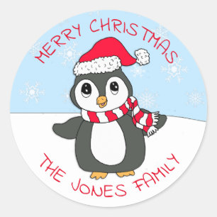Adesivo Feriados bonitos dos flocos de neve do pinguim do