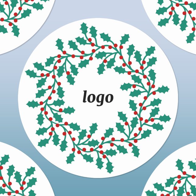 Adesivo Feriados comerciais do logotipo Holly Wreath (Logo holly wreath business promotional holiday sticker)