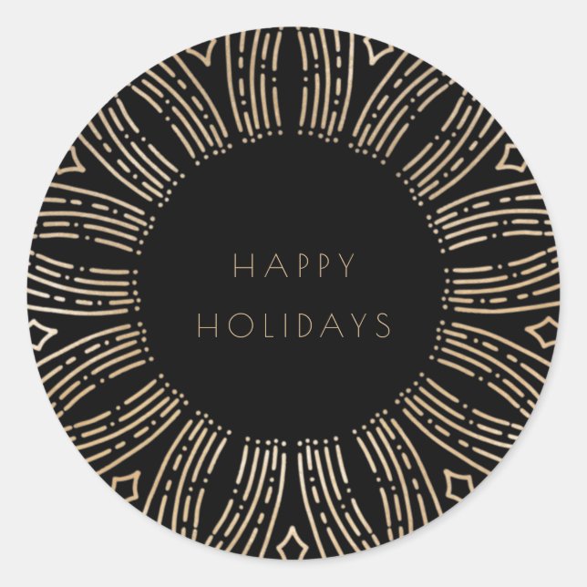 Adesivo Feriados de arte de arremesso preto e Dourado (Frente)