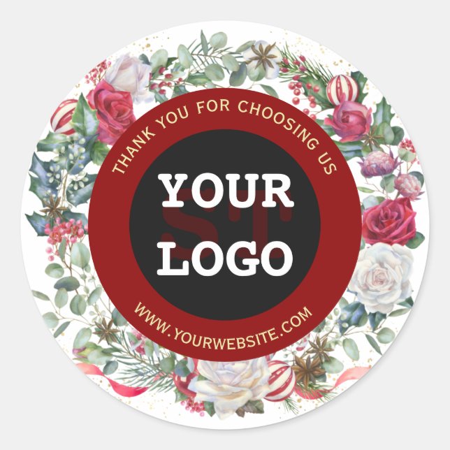 Adesivo Feriados de inverno Dourado Vermelho Monograma do  (Frente)