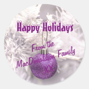 Adesivo Feriados de inverno roxos e brancos do bauble da