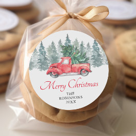 Adesivo Feriados de Natal Rustic Watercolor Red Truck