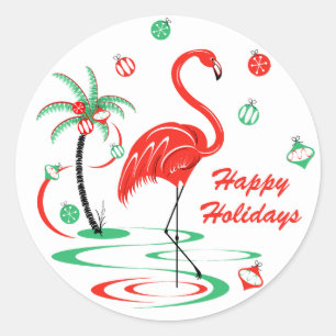 Adesivo Feriados de Natal Vermelho Flamingo Baubles