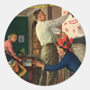 Adesivo Feriados do vintage, meia-noite na véspera de Ano