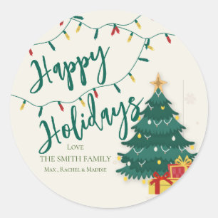 Adesivo Feriados Felizes Árvore das Luzes das Cordas - Nat