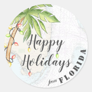 Adesivo Feriados Felizes de Aquarela Tropical da Flórida
