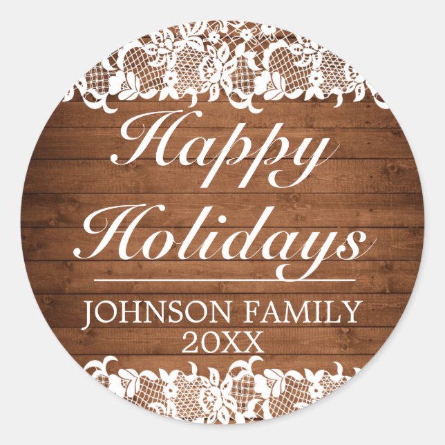 Adesivo Feriados felizes de madeiras e rendas brancas (Frente)