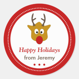 Adesivo Feriados Felizes de Natal para Reindeer Cute