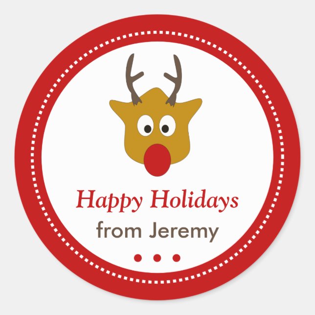 Adesivo Feriados Felizes de Natal para Reindeer Cute (Frente)