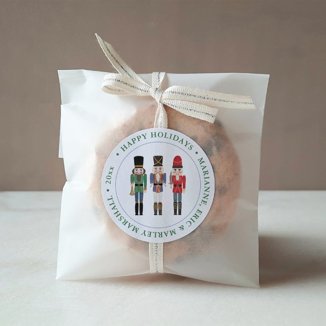 Adesivo Feriados Felizes de Nozes de Natal Tradicional (Charming Watercolor Nutcracker Happy Holidays Stickers)