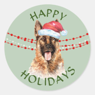 Adesivo Feriados felizes do German shepherd Dog Santa Hat