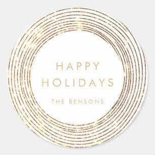 Adesivo Feriados Felizes dos Círculos Dourados Falsos Glit