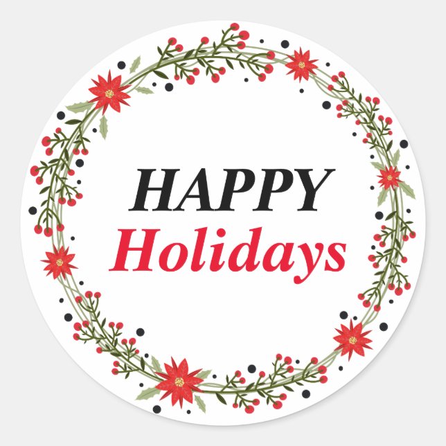 Adesivo Feriados Felizes Feriados de Natal com flores (Frente)