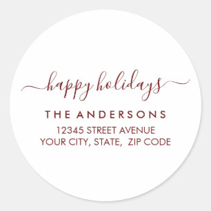 Adesivo Feriados Felizes Natal Moderno Endereço de Retorno