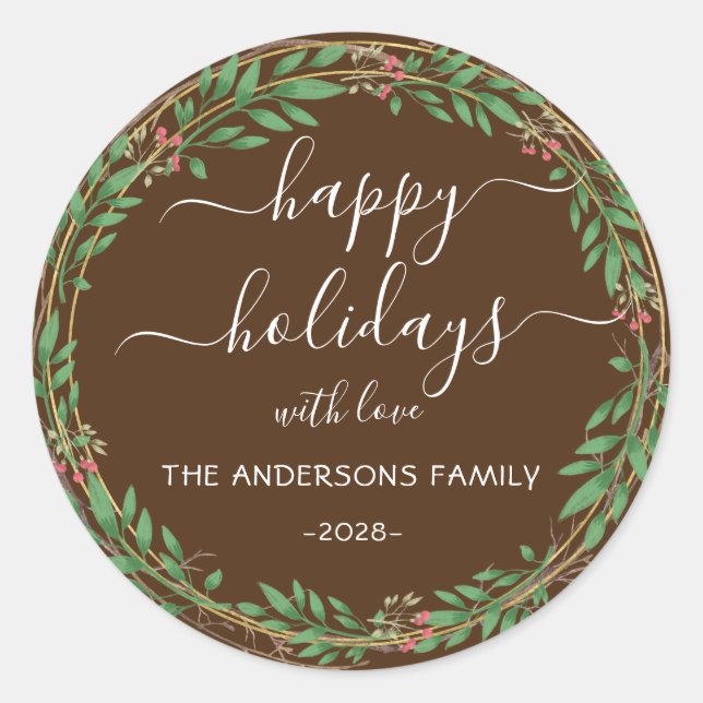 Adesivo Feriados Felizes Personalizados, faixa de aquarela (Frente)