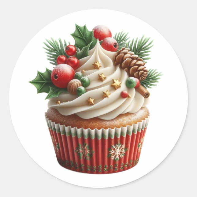 Adesivo Férias de Cupcake de Natal  (Frente)